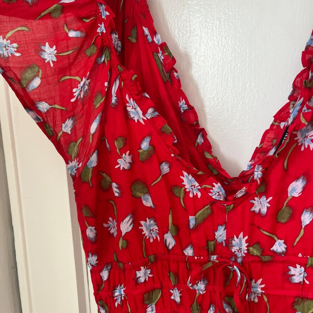 J. Crew Palermo Dress in Ramie Red Floral Size 2x - Picture 5 of 12